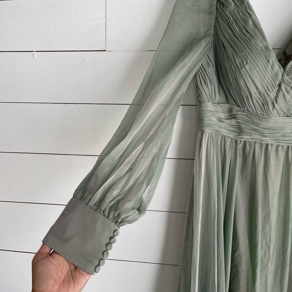 NET MAC DUGGAL FAUX WRAP LONG SLEEVE TIERED GOWN SIZE 6 - Picture 4 of 12